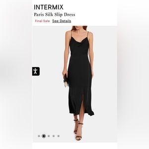 Intermix black silk Paris cowl neck midi spaghetti strap dress (gently used)